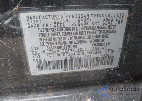 2015 Nissan Sentra S z USA, uszkodzony, nr VIN 3N1AB7AP1FY380194